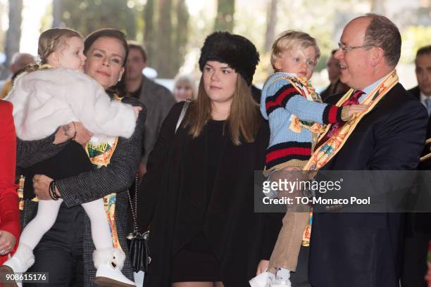 Princess Stephanie of Monaco, Camille Gottlieb, Princess Gabrielle of Monaco, Prince Jacques of Monaco and Prince Albert II of Monaco attend the 42nd...