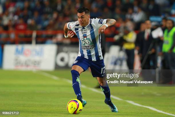 Emmanuel Garcia of Pachuca during the 3rd round match between Pachuca and Lobos BUAP as part of the Torneo Clausura 2018 Liga MX at Hidalgo Stadium...