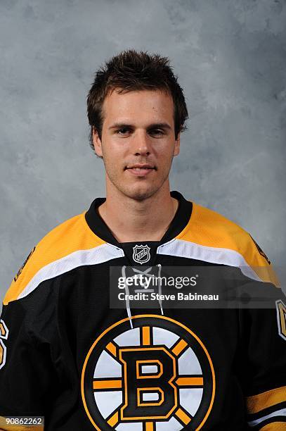 David Krejci of the Boston Bruins poses for his official headshot for the 2009-2010 NHL season.