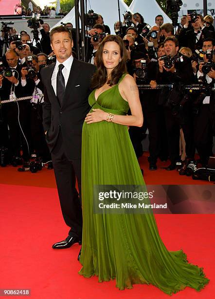 Actors Angelina Jolie and Brad Pitt attend the "Kung Fu Panda" premiere at the Palais des Festivals during the 61st Cannes International Film...