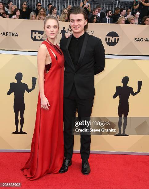 Maika Monroe, Joe Keery arrives at the 24th Annual Screen Actors-Guild Awards at The Shrine Auditorium on January 21, 2018 in Los Angeles, California.