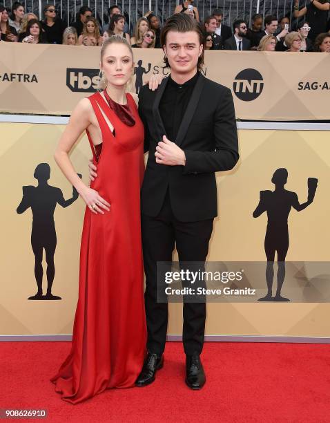 Maika Monroe, Joe Keery arrives at the 24th Annual Screen Actors-Guild Awards at The Shrine Auditorium on January 21, 2018 in Los Angeles, California.