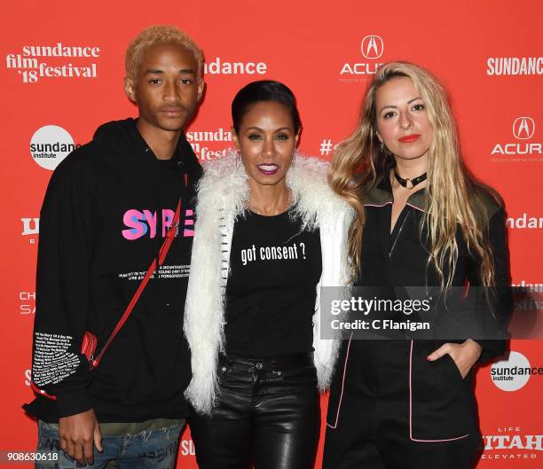 Jaden Smith, Jada Pinkett Smith, and director Crystal Moselle attend the 'Skate Kitchen' Premiere during 2018 Sundance Film Festival at Park City...