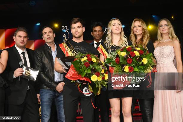 Top Model Boy Belgium 2018 Mathias de Marelle and Top Model Belgium 2018 TaisaÊNunes, Anthony Delon, Satya Oblette and Adriana Karembeu attend the...