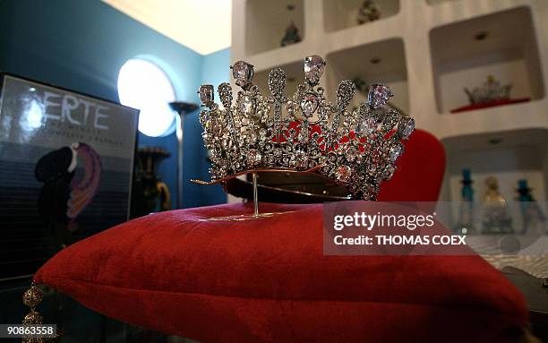 The Miss Venezuela crown is pictured during a press conference in Caracas on September 16 one week before the election night. Miss Venezuela...