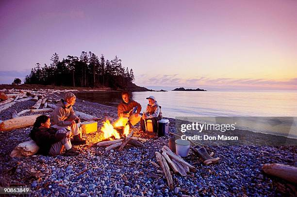 people by a campfire - campfire fotografías e imágenes de stock