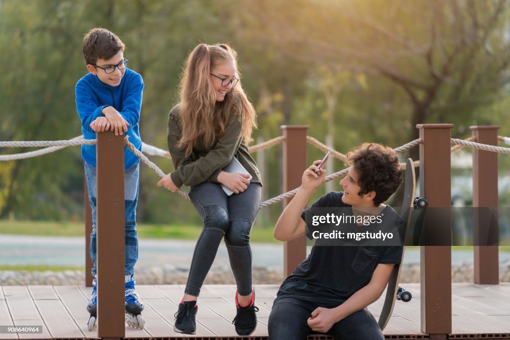 Young people having fun at the park