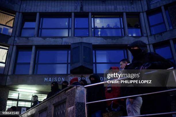 Striking prison guards demonstrate outside the Fleury-Merogis prison on January 22 as part of a nationwide movement to call for for better safety and...