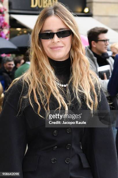Miroslava Duma is seen arriving at Schiaparelli Fashion show during Paris Fashion Week : Haute Couture Spring/Summer 2018 on January 22, 2018 in...