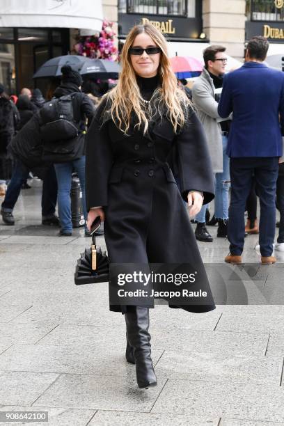 Miroslava Duma is seen arriving at Schiaparelli Fashion show during Paris Fashion Week : Haute Couture Spring/Summer 2018 on January 22, 2018 in...