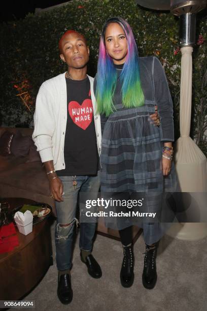 Musician Pharrell Williams and Helen Lasichanh attend Netflix Hosts The SAG After Party At The Sunset Tower Hotel on January 21, 2018 in West...