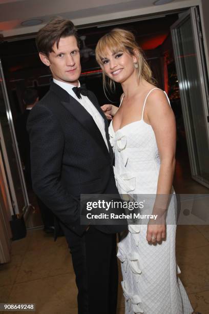 Actors Matt Smith and Lily James attend Netflix Hosts The SAG After Party At The Sunset Tower Hotel on January 21, 2018 in West Hollywood, California.