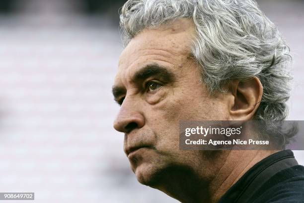 Dominique Rocheteau of Saint Etienne during the Ligue 1 match between OGC Nice and AS Saint Etienne at Allianz Riviera Stadium on January 21, 2018 in...