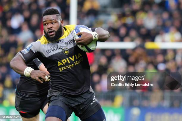 Dany Priso of La Rochelle during the Champions Cup match between La Rochelle and Harlequins on January 21, 2018 in La Rochelle, France.