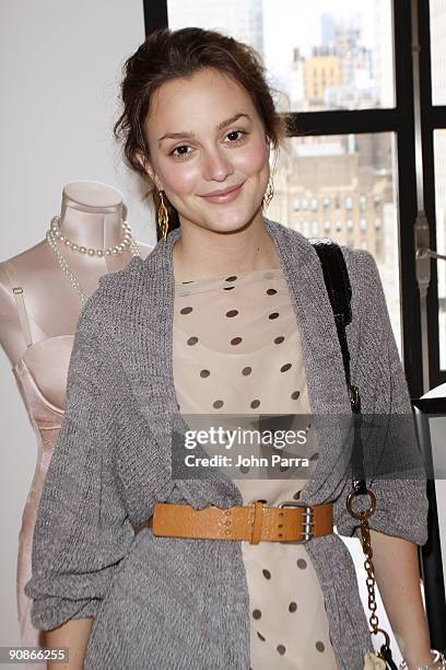 Actress Leighton Meester attends the Victoria's Secret Fashion Week Suite at Bryant Park Hotel on September 16, 2009 in New York City.