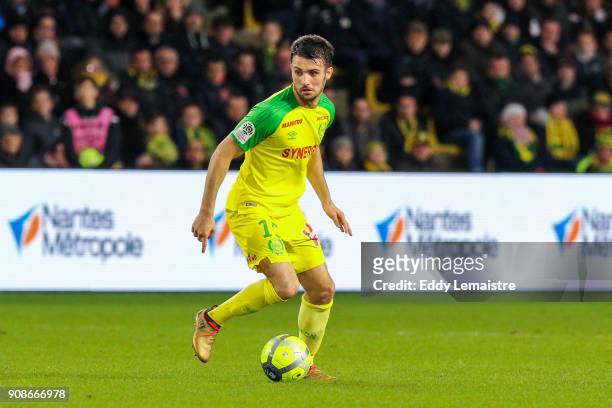 Leo Dubois of Nantes during the Ligue 1 match between Nantes and Bordeaux at Stade de la Beaujoire on January 20, 2018 in Nantes, France.