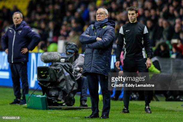 Claudio Ranieri, Head coach of Nantes during the Ligue 1 match between Nantes and Bordeaux at Stade de la Beaujoire on January 20, 2018 in Nantes,...