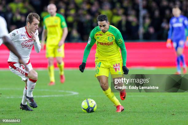 Yassine El Ghanassy of Nantes during the Ligue 1 match between Nantes and Bordeaux at Stade de la Beaujoire on January 20, 2018 in Nantes, France.