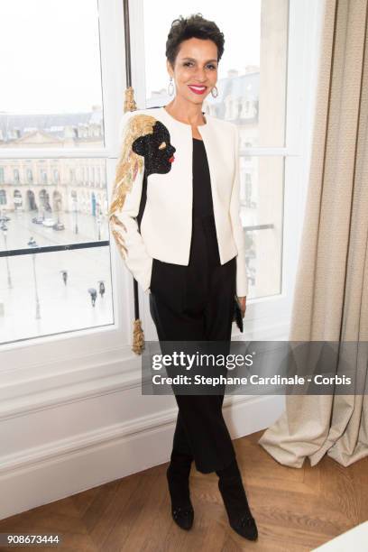 Farida Khelfa attends the Schiaparelli Haute Couture Spring Summer 2018 show as part of Paris Fashion Week January 22, 2018 in Paris, France.