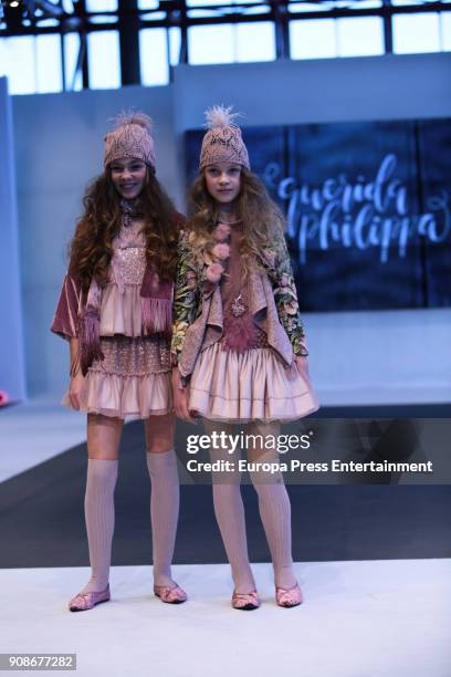 Model walks the childish fashion show by Querida Philippa during FIMI at Pabellon de Cristal on January 19, 2018 in Madrid, Spain.
