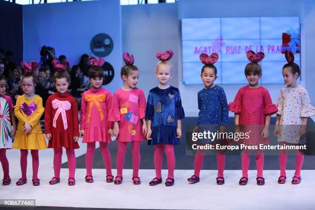 Models walk the childish fashion show during FIMI at Pabellon de Cristal on January 19, 2018 in Madrid, Spain.