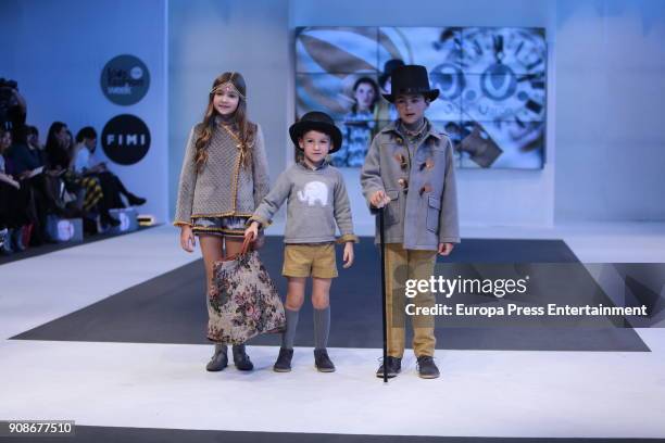 Model walks the childish fashion show by JV Jose Varon during FIMI at Pabellon de Cristal on January 19, 2018 in Madrid, Spain.