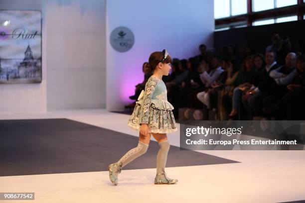 Model walks the childish fashion show by Marita Rial during FIMI at Pabellon de Cristal on January 19, 2018 in Madrid, Spain.