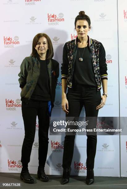 Nieves Alvarez and Belen Villalobos pose during the childish fashion show by N+V during FIMI at Pabellon de Cristal on January 19, 2018 in Madrid,...