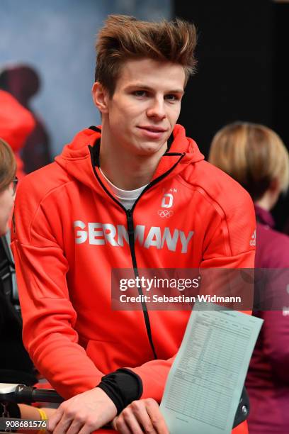 Andreas Wellinger looks on during the 2018 PyeongChang Olympic Games German Team kit handover at Postpalast on January 22, 2018 in Munich, Germany.