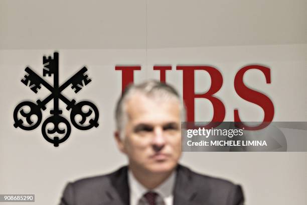 Sergio Ermotti the CEO of Swiss banking giant UBS addresses the annual results news conference on January 22, 2018 in Zurich. - Swiss banking giant...