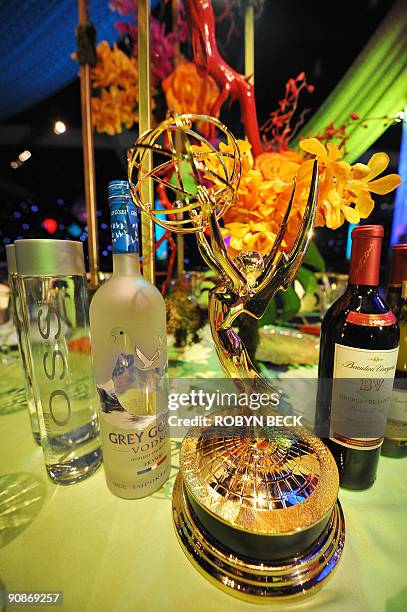 An Emmy statuette is seen on a dinner table for the Governors Ball which follows the 61st Annual Primetime Emmy Awards, at the downtown Los Angeles...