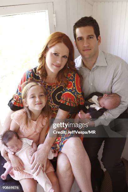 Molly Ringwald, her husband Panio Gianopoulos, their new twins Adele Georgina and Roman Stylianos and daughter Mathilda Ereni pose during a photo...