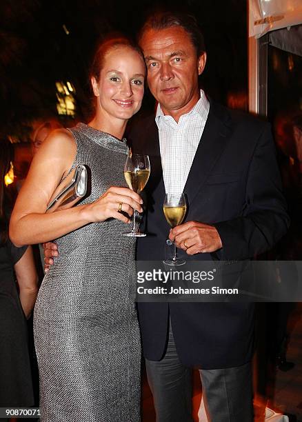Actress Lara Joy Koerner and husband Heiner Pollert attend for the Guido Maria Kretschmer Shop Opening on September 16, 2009 in Munich, Germany.