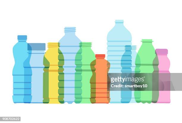 plastic drinks bottles - plastic stock illustrations