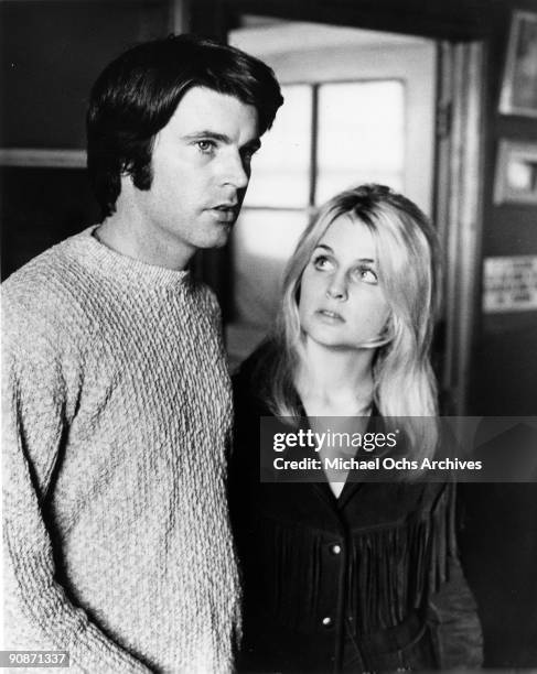 Pop singer Rick Nelson poses for a portrait with his wife Kristin Nelson in circa 1967.