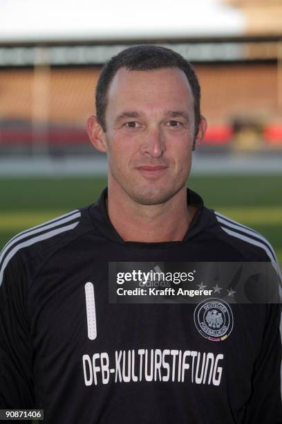 Albert Ostermaier poses during the DFB Writers League match between Germany and Turkey at the Millerntor Stadium on September 16, 2009 in Hamburg,...