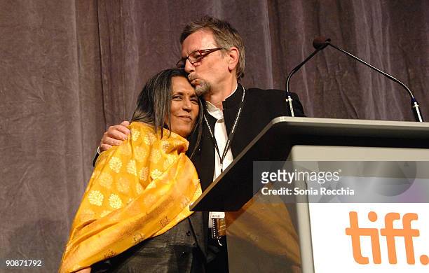 Writer Deepa Mehta and Producer David Hamilton attend the "Cooking With Stella" Premiere held at the Roy Thomson Hall during the 2009 Toronto...
