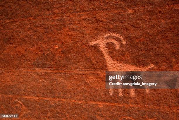 antilope petroglyph - aboriginal artwork stock-fotos und bilder