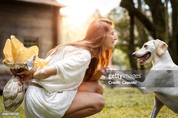 celebrating easter with dog - dog easter imagens e fotografias de stock