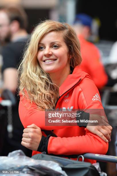 Silvia Mittermueller smiles during the 2018 PyeongChang Olympic Games German Team kit handover at Postpalast on January 22, 2018 in Munich, Germany.