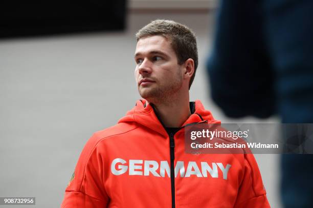 Johannes Lochner looks on during the 2018 PyeongChang Olympic Games German Team kit handover at Postpalast on January 22, 2018 in Munich, Germany.