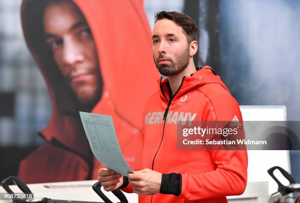 Patrick Bussler looks on during the 2018 PyeongChang Olympic Games German Team kit handover at Postpalast on January 22, 2018 in Munich, Germany.