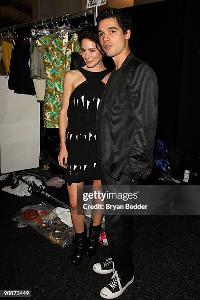 Actors Lynn Collins and Steven Strait attend Milly By Michelle Smith Spring 2010 fashion show at the Promenade at Bryant Park on September 16, 2009...