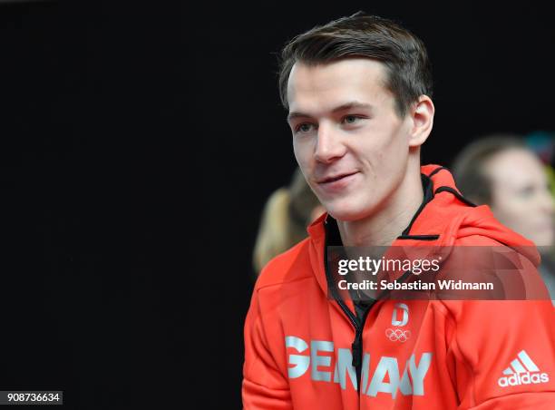 Johannes Hoepfl looks on during the 2018 PyeongChang Olympic Games German Team kit handover at Postpalast on January 22, 2018 in Munich, Germany.