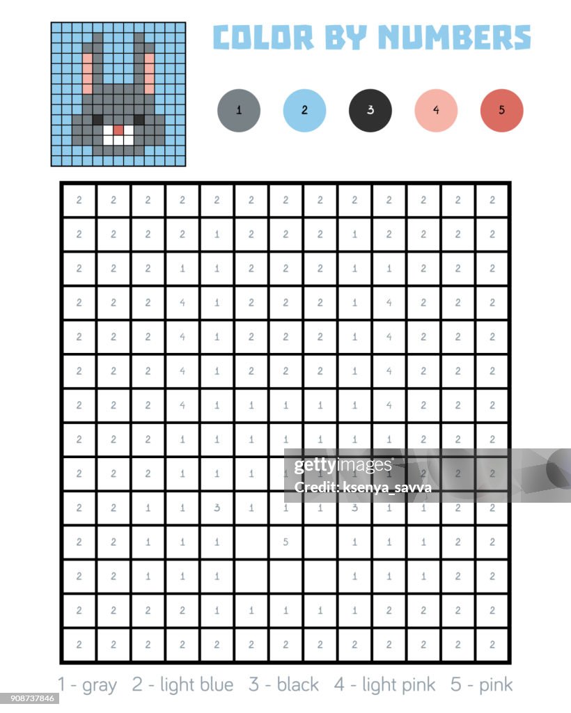 Grade R Colour By Number Rabbit Color By Number Education Game Rabbit High-Res Vector Graphic - Getty ...