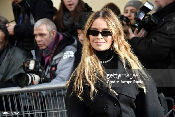 Miroslava Duma is seen arriving at Dior Fashion show during Paris Fashion Week : Menswear Fall Winter 2018/2019 on January 22, 2018 in Paris, France.