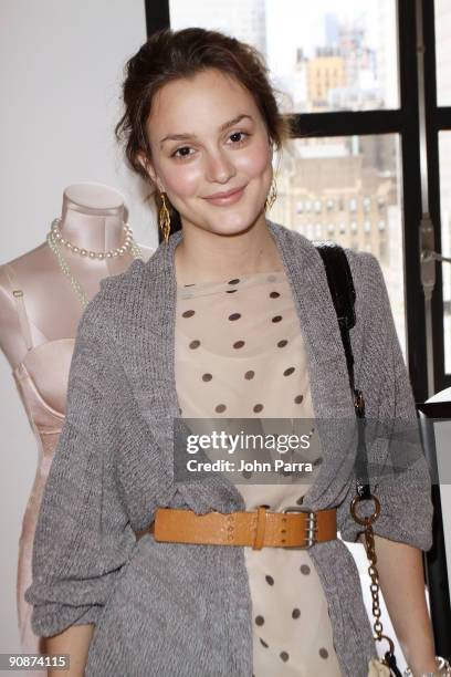 Actress Leighton Meester attends the Victoria's Secret Fashion Week Suite at Bryant Park Hotel on September 16, 2009 in New York City.
