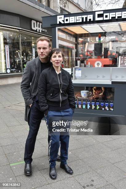 Mark Waschke and Meret Becker during the Tatort on set Photo Call on January 22, 2018 in Berlin, Germany.