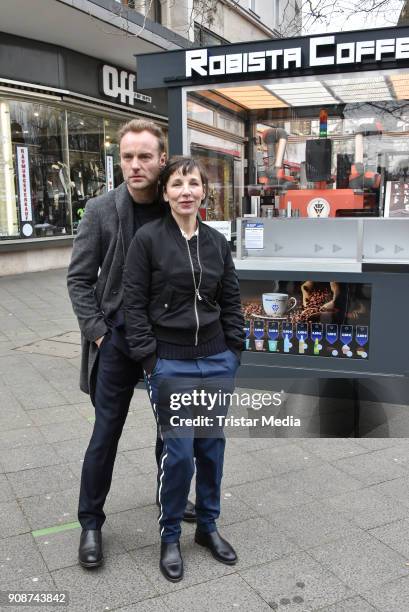 Mark Waschke and Meret Becker during the Tatort on set Photo Call on January 22, 2018 in Berlin, Germany.