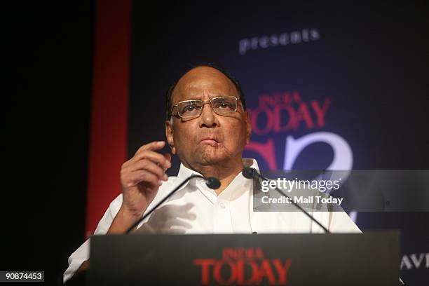 Union Agriculture Minister Sharad Pawar addresses the gathering at 7th India Today State of States Conclave in New Delhi on Monday, September 14,...